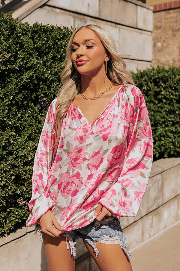 So Easy To Love Floral Top in Light Pink