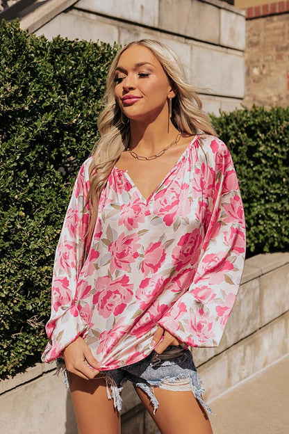So Easy To Love Floral Top in Light Pink