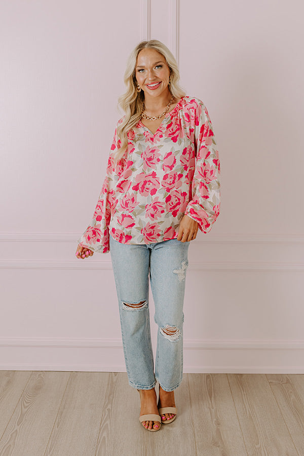 So Easy To Love Floral Top in Light Pink