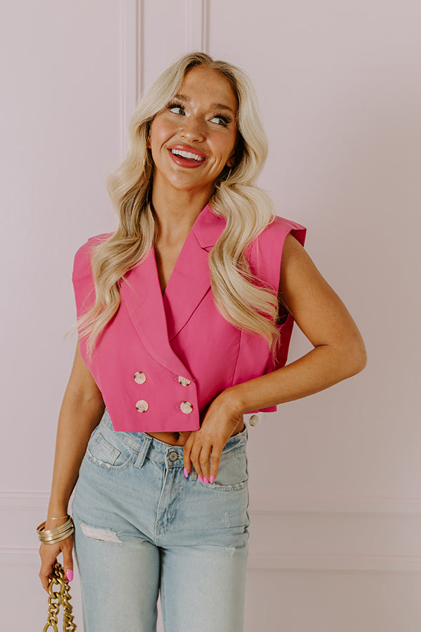 Champagne Cruising Crop Top in Bubblegum Pink