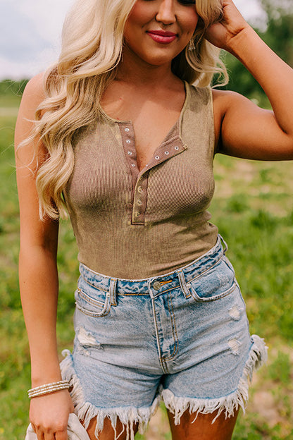 Summer Sweetness Ribbed Tank In Mustard