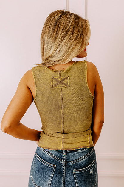 Summer Sweetness Ribbed Tank In Mustard