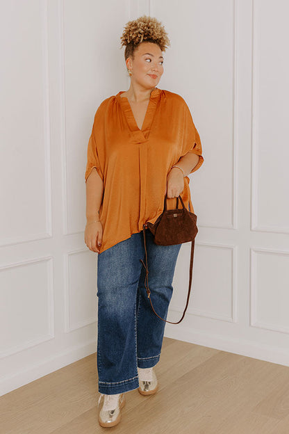 New To Town Shift Top In Camel Curves