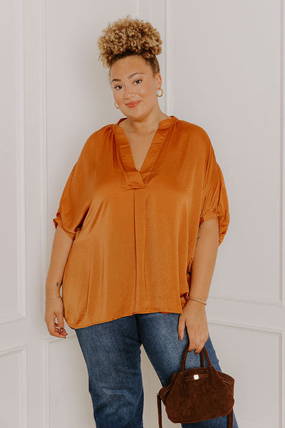 New To Town Shift Top In Camel Curves