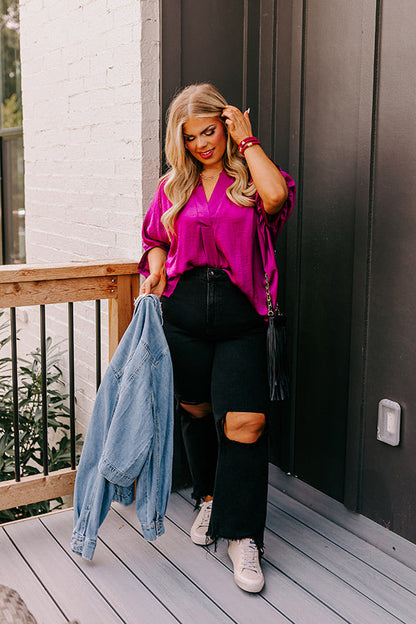 New To Town Shift Top In Berry Curves
