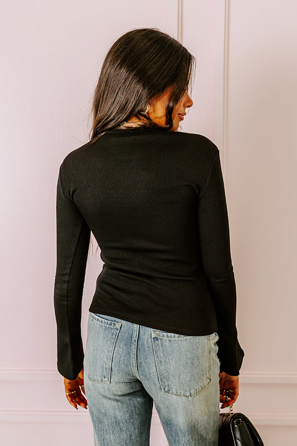 Rare Dream Ribbed Top In Black