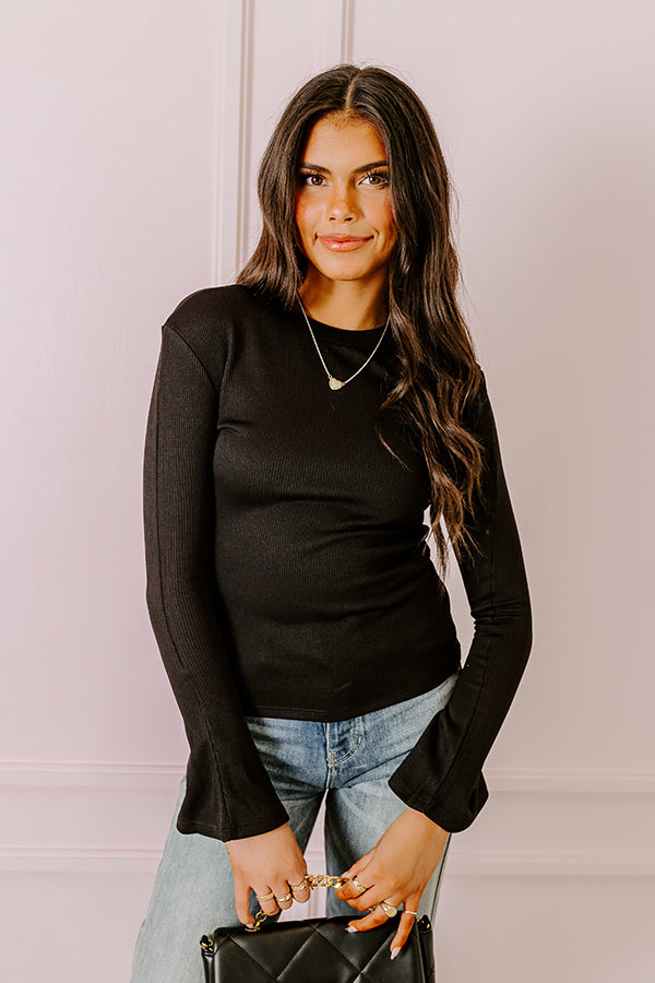 Rare Dream Ribbed Top In Black