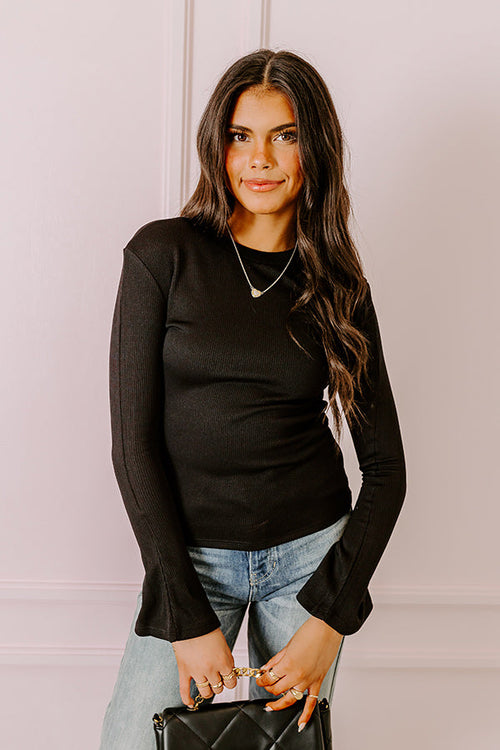 Rare Dream Ribbed Top In Black