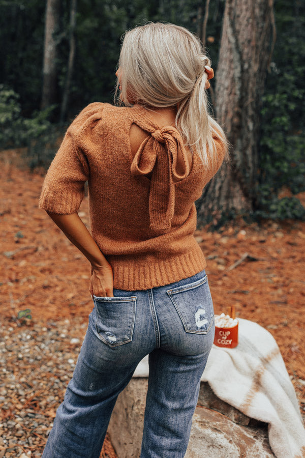 Like Clockwork Knit Sweater Top In Camel