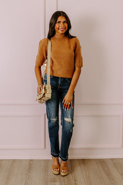Like Clockwork Knit Sweater Top In Camel