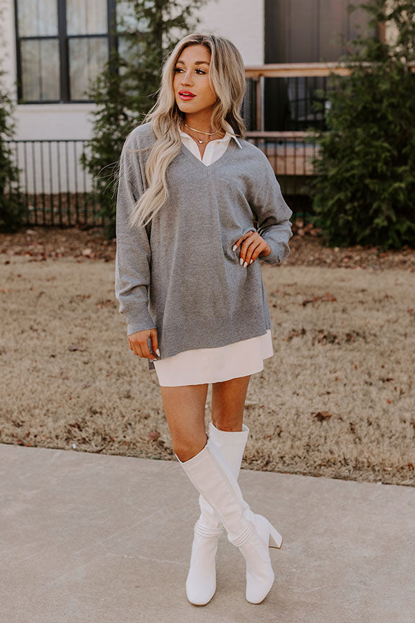 Sincerely Snuggly Sweater Top in Grey