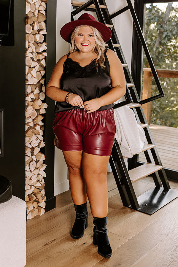 Flirtatious Outing Satin Top Curves