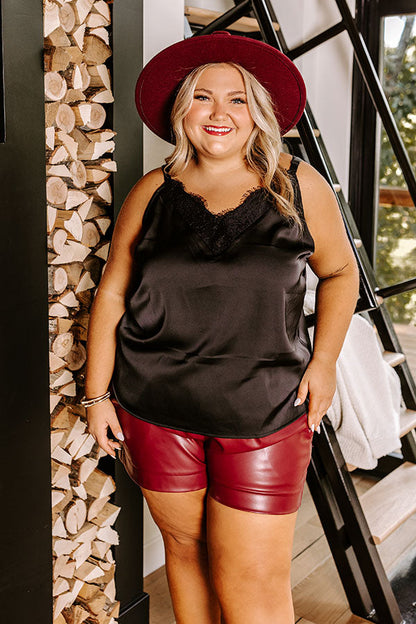 Flirtatious Outing Satin Top Curves