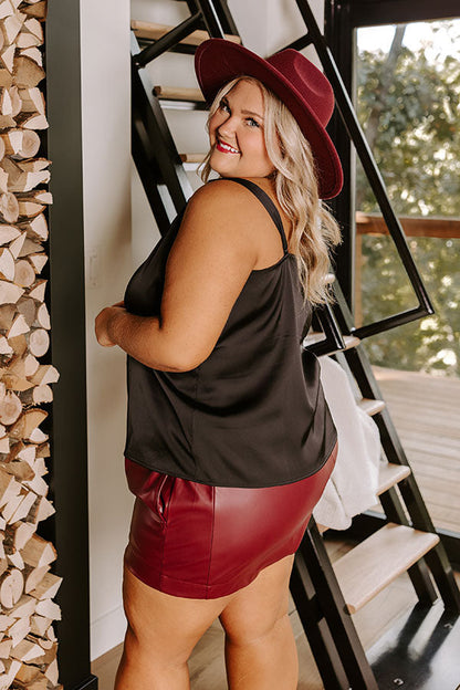 Flirtatious Outing Satin Top Curves