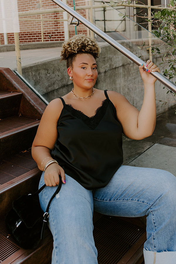 Flirtatious Outing Satin Top Curves