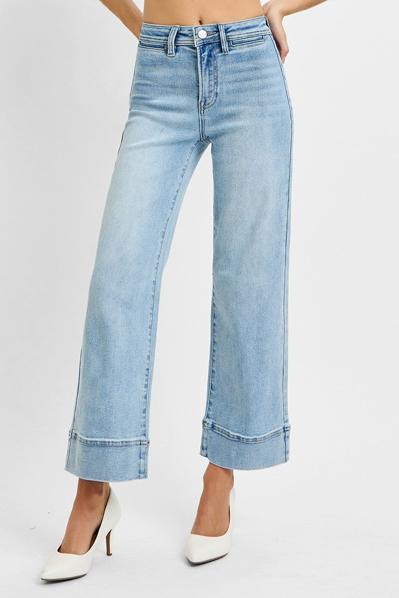 Risen High Rise Crop Wide Jeans