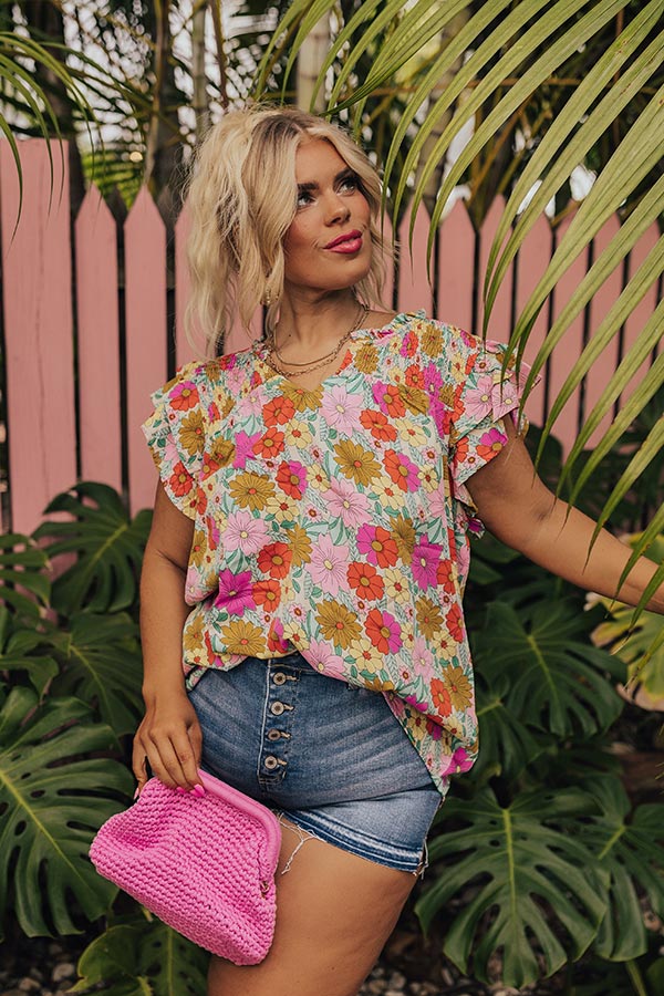 Floral Galore Shift Top In Violet Curves