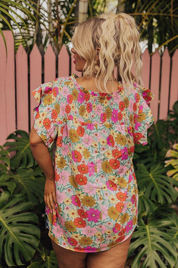 Floral Galore Shift Top In Violet Curves