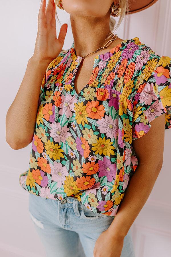 Floral Galore Shift Top In Black