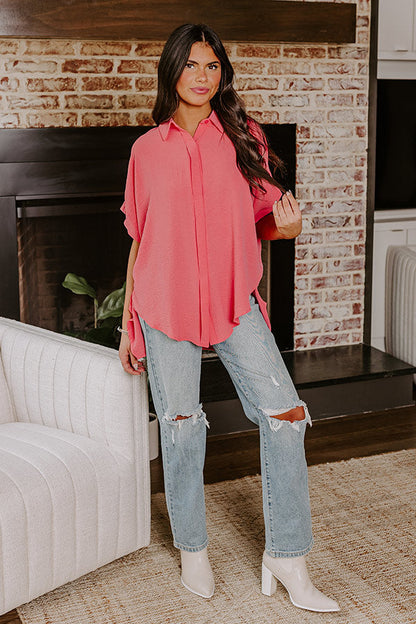 Destined For Decadence Button Up In Coral
