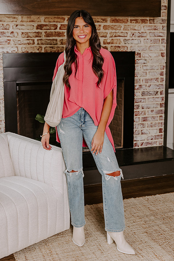 Destined For Decadence Button Up In Coral