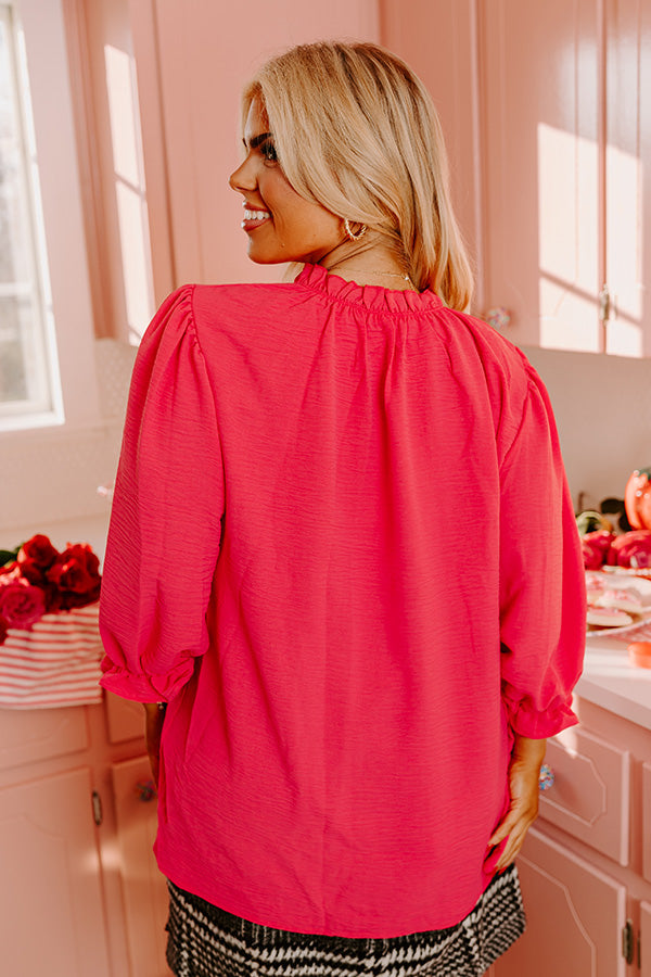Brunch Date Shift Top in Hot Pink Curves