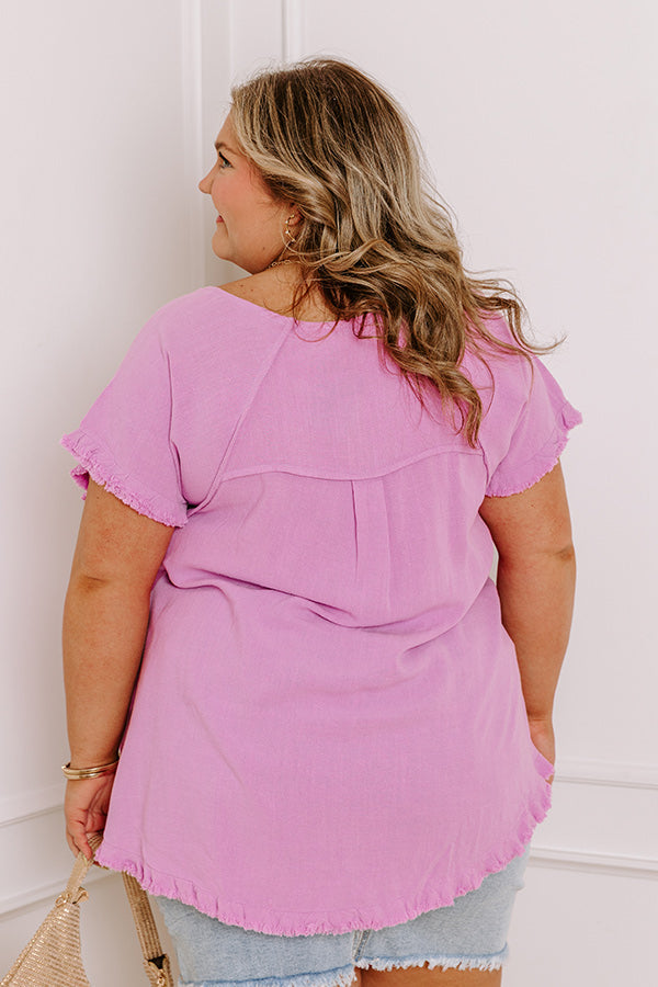 Open Book Frayed Shift Top In Violet Curves