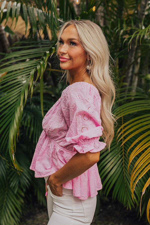 The Next Chapter Eyelet Top In Pink