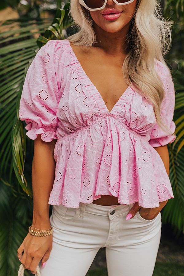 The Next Chapter Eyelet Top In Pink