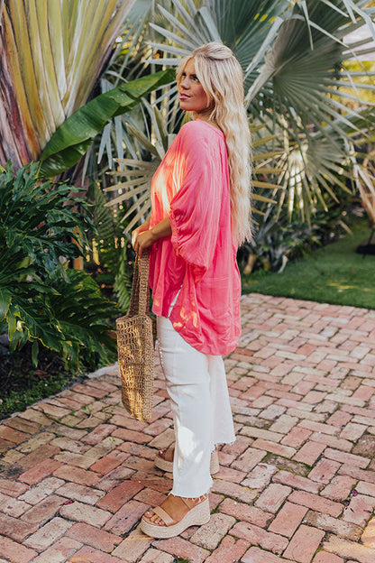 Sun-Kissed Sands Shift Top In Coral Curves