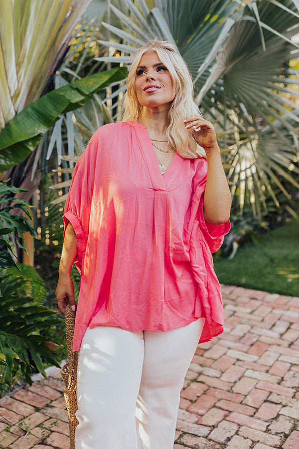 Sun-Kissed Sands Shift Top In Coral Curves