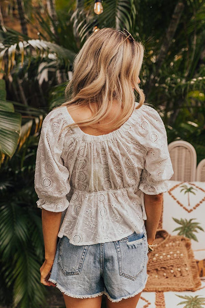 The Next Chapter Eyelet Top In White