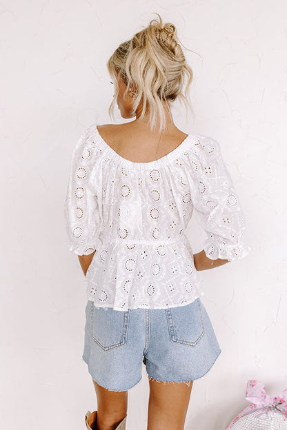 The Next Chapter Eyelet Top In White