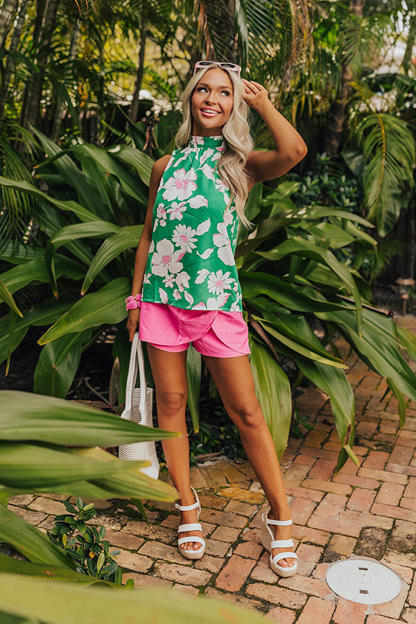 Botanic Bliss Shift Top in Kelly Green