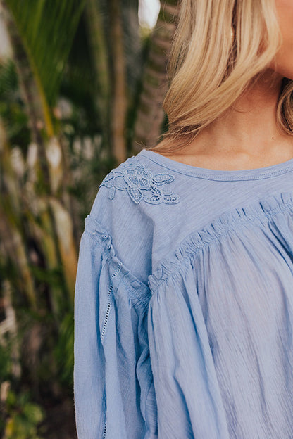 Serenity Song Babydoll Top In Sky Blue