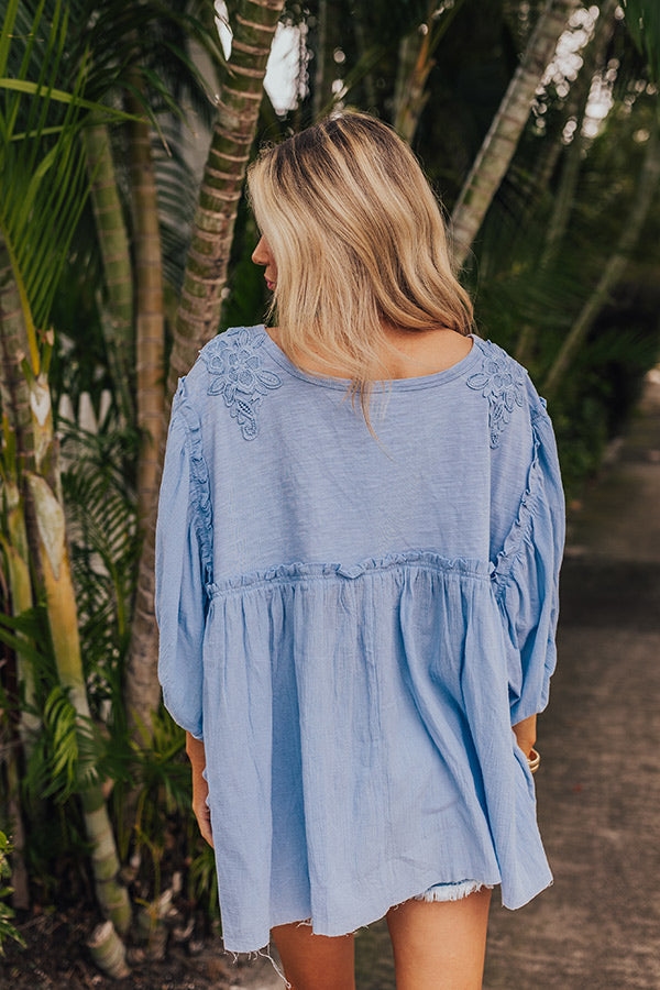 Serenity Song Babydoll Top In Sky Blue