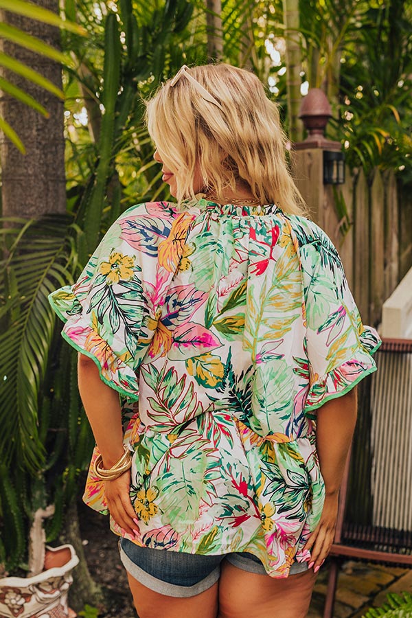 Tropical Treasures Shift Top in Ivory Curves