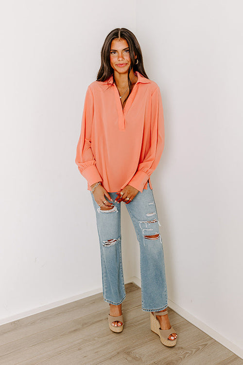 Charleston Getaway Shift Top in Coral