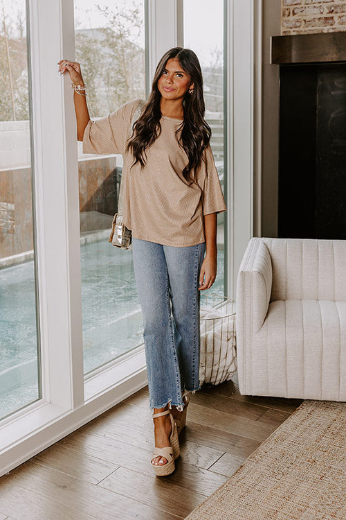 Subtle Shimmer Shift Top in Iced Latte