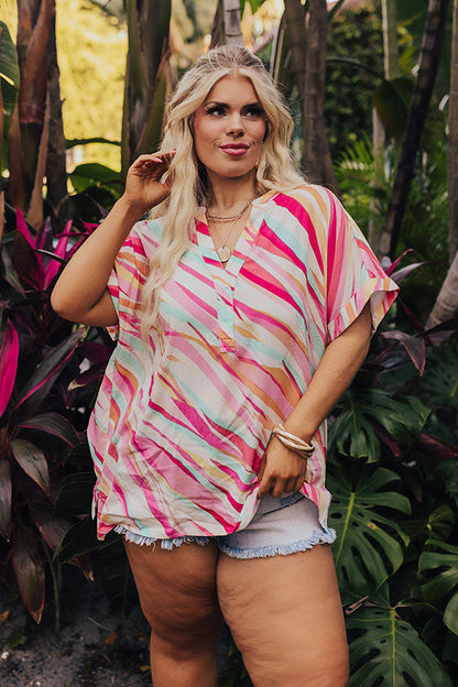 Sorbet Summer Shift Top in Pink Curves
