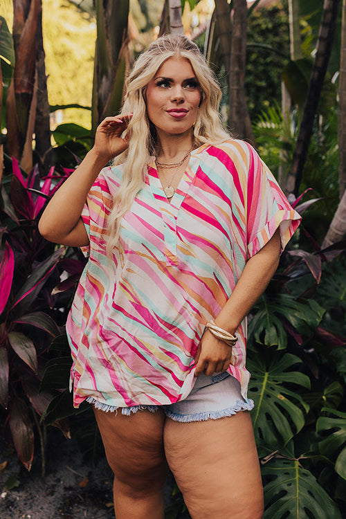 Sorbet Summer Shift Top in Pink Curves