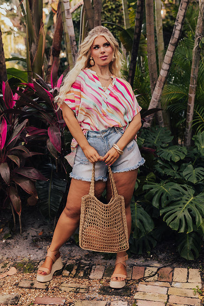 Sorbet Summer Shift Top in Pink Curves