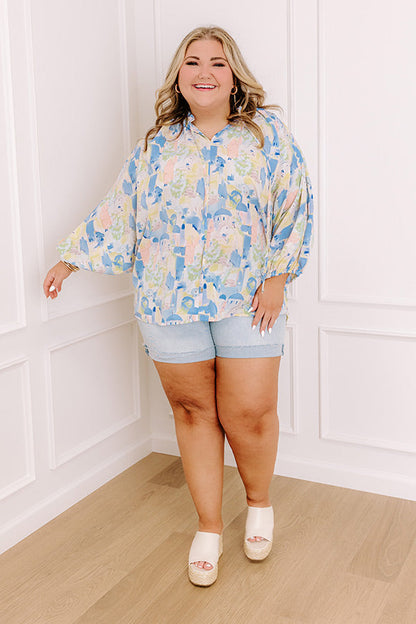 Cityscape Splendor Shift Top in Blue Curves