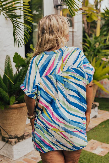 Sorbet Summer Shift Top in Blue Curves