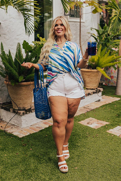 Sorbet Summer Shift Top in Blue Curves