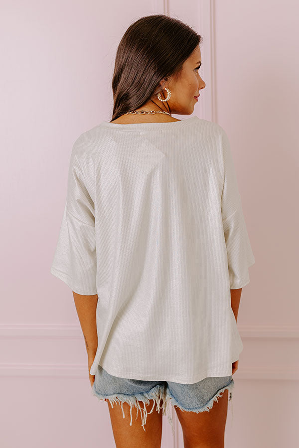 Subtle Shimmer Shift Top in Light Stone