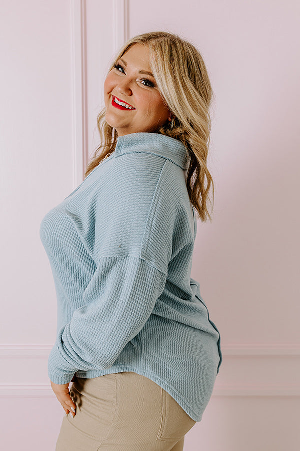 Coffee Run Cutie Shift Top in Sky Blue Curves