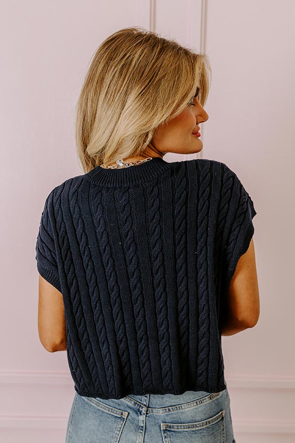 Meet Your Destiny Knit Top In Navy