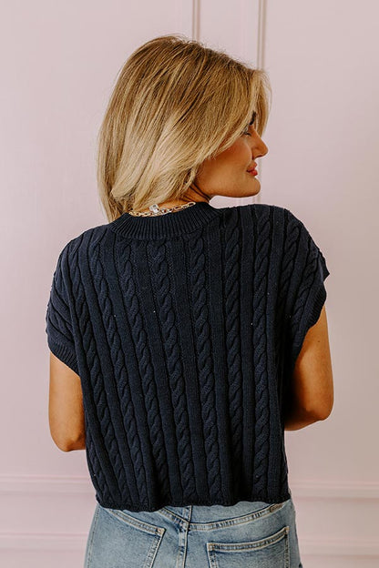 Meet Your Destiny Knit Top In Navy