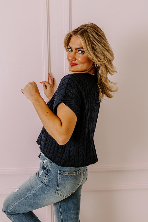 Meet Your Destiny Knit Top In Navy